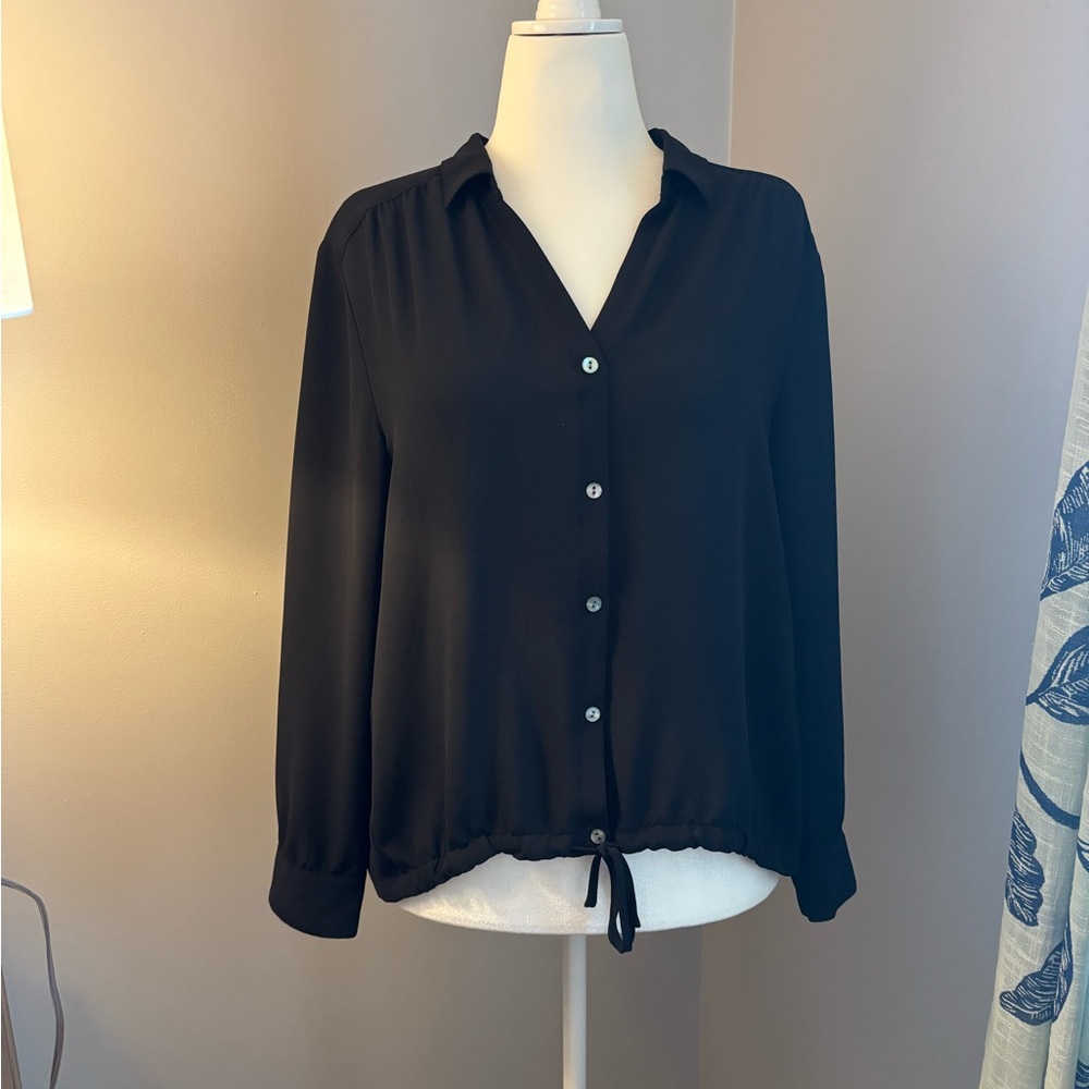 J. Jill Black Sleeve Button Down Blouse